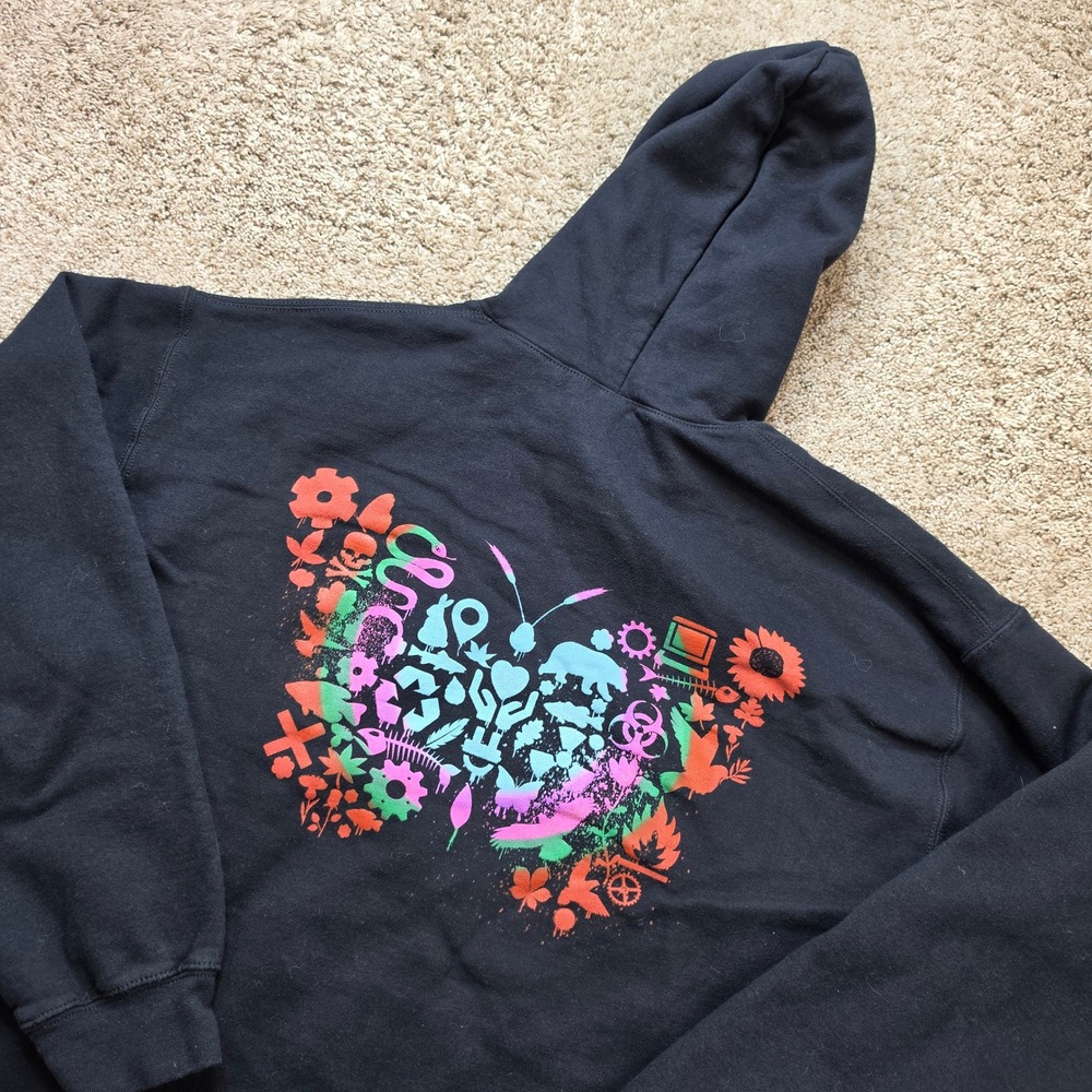 U2 UV Live at Sphere Las Vegas Hoodie Women Large Black Butterfly Pullover